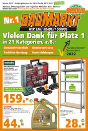 Globus-Baumarkt Catalogue "WER BAUT BRAUCHT GLOBUS", 20 pages, Weyersheim, 25/09/2022 - 01/10/2022 Globus-Baumarkt Catalogue "WER BAUT BRAUCHT GLOBUS", 20 pages, Weyersheim, 25/09/2022 - 01/10/2022