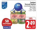 Pesto mit Thunfisch im Angebot bei E center in Schweinfurt Pesto mit Thunfisch Angebote von Saupiquet bei E center Schweinfurt für 2,49 €