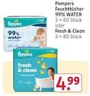 Feuchttücher 99% WATER oder Fresh & Clean von Pampers im aktuellen Rossmann Prospekt