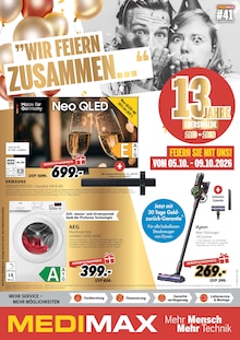 Waschmaschine im MEDIMAX Prospekt ""WIR FEIERN GEBURTSTAG!"" mit 10 Seiten (Eberswalde)