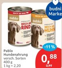 Hundenahrung im Angebot bei budni in Stade Hundenahrung Angebote von Pablo bei budni Stade für 0,88 €