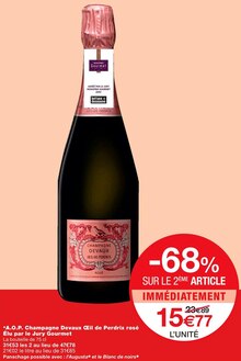 A.O.P. Champagne rosé Élu par le Jury Gourmet - Monoprix à Colombes A.O.P. Champagne rosé Élu par le Jury Gourmet en promo chez Monoprix Colombes à 15,77 €