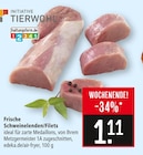 Frische Schweinelenden/Filets im Angebot bei Marktkauf in Filderstadt Frische Schweinelenden/Filets Angebote von Initiative Tierwohl bei Marktkauf Filderstadt für 1,11 €
