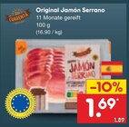 Original Jamón Serrano im Angebot bei Netto Marken-Discount in Lutherstadt Wittenberg Original Jamón Serrano Angebote von Las Cuarenta bei Netto Marken-Discount Lutherstadt Wittenberg für 1,69 €
