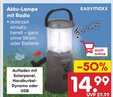 Akku-Lampe mit Radio im Angebot bei Netto Marken-Discount in Neu-Ulm Akku-Lampe mit Radio Angebote von EASYMAXX bei Netto Marken-Discount Neu-Ulm für 14,99 €