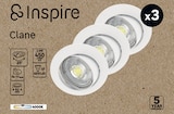 -20% Sur les lots de 3 spots à encastrer Clane INSPIRE - INSPIRE en promo chez LEROY MERLIN -20% Sur les lots de 3 spots à encastrer Clane INSPIRE - INSPIRE dans le catalogue LEROY MERLIN