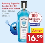 London Dry Gin oder Citron Pressé im Netto Marken-Discount Prospekt London Dry Gin oder Citron Pressé von Bombay Sapphire im aktuellen Netto Marken-Discount Prospekt für 16,99 €