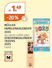 Familienkalender 2025 oder Streifenkalender Teddys 2025 von Müller im aktuellen Müller Prospekt für 4,99 €