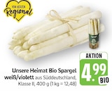 Bio Spargel weiß/violett Angebote von Unsere Heimat bei E center Stuttgart für 4,99 €