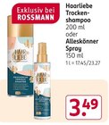 Trockenshampoo oder Alleskönner Spray von Haarliebe im aktuellen Rossmann Prospekt