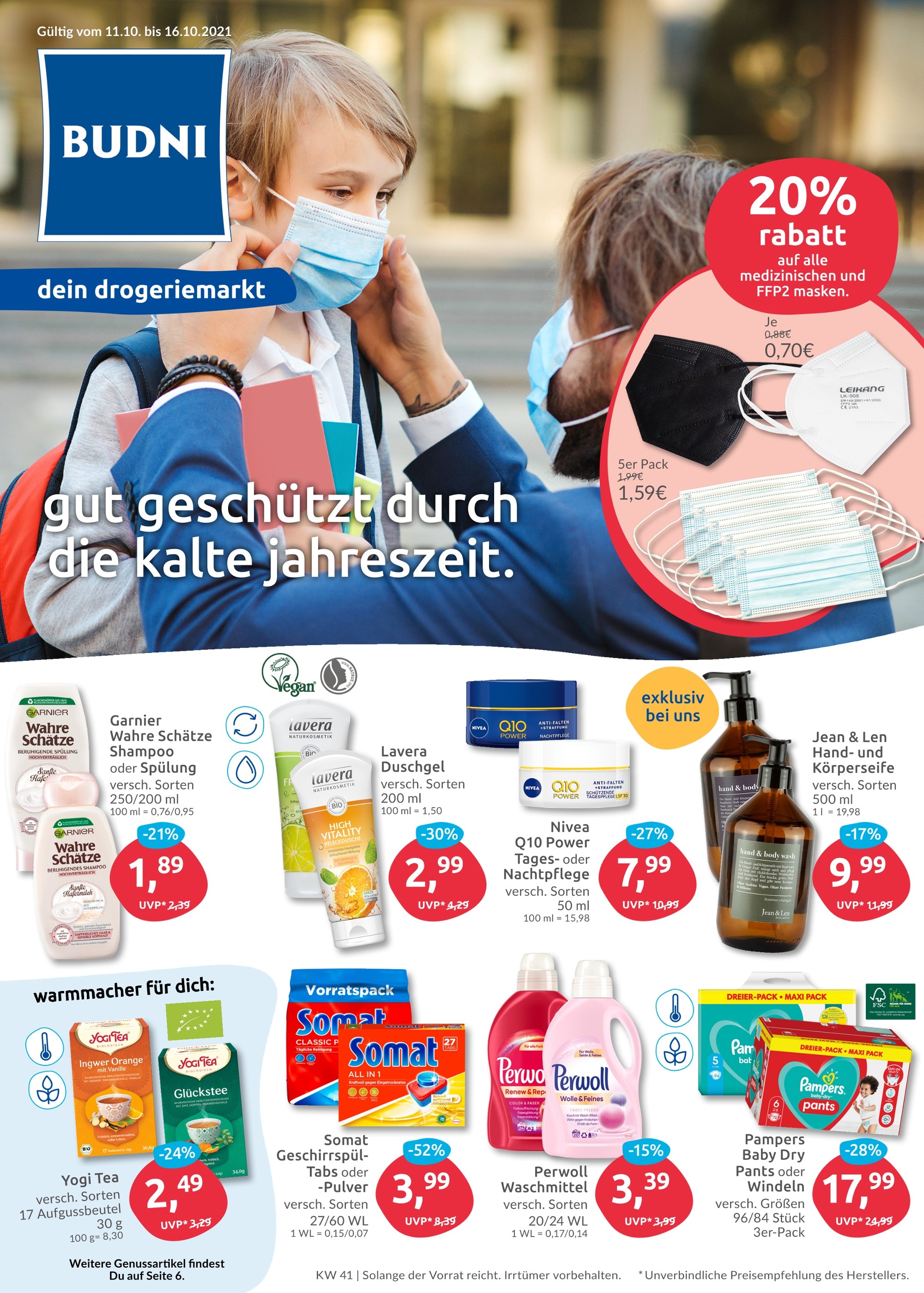 BUDNI Prospekt für Hamburg mit 8 Seiten BUDNI Prospekt für Hamburg: "BUDNI - Dein Drogeriemarkt", 8 Seiten, 11.10.2021 - 16.10.2021