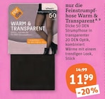 Feinstrumpfhose Warm & Transparent Angebote von nur die bei tegut Jena für 11,99 €