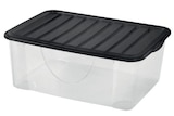 Promo Boîte de rangement 9 L couvercle noir L. 26,4 x H. 14,2 x P. 36 cm transparent à 3,49 € dans le catalogue Castorama à Hénin-Beaumont