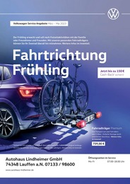 Volkswagen Prospekt für Ilsfeld mit 1 Seite Volkswagen Prospekt für Ilsfeld: Fahrtrichtung Frühling, 1 Seite, 01.03.2023 - 31.05.2023
