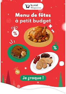 Catalogue Recettes à Paris cette semaine, valable du 01/12/2025 au 31/12/2025 Prospectus Recettes à Paris, "Menu de fêtes à petit budget", 1 page de promos valables du 01/12/2025 au 31/12/2025