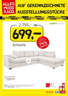 Ecksofa im aktuellen XXXLutz Prospekt (Hamburg) Ecksofa im XXXLutz Prospekt "ALLES MUSS RAUS" mit 20 Seiten (Hamburg)
