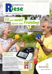 Aktueller Sanitätshaus-Orthopädietechnik Riese GmbH Prospekt mit Blutdruckmessgerät, "Fit und mobil durch den Frühling", Seite 1