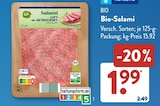 Bio-Salami von Bio im aktuellen ALDI SÜD Prospekt für 1,99 €