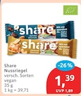 Nussriegel von share für 1,39 € bei budni im Angebot Nussriegel von share im aktuellen budni Prospekt