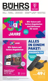 Fernseher im Telekom Partner Bührs Melle Prospekt in Versmold Aktueller Telekom Partner Bührs Melle Prospekt mit Fernseher, "30 JAHRE", Seite 1