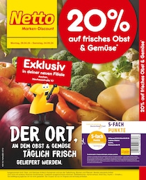 Netto Marken-Discount Prospekt für Aachen: "20% auf frisches Obst & Gemüse", 4 Seiten, 29.04.2024 - 04.05.2024