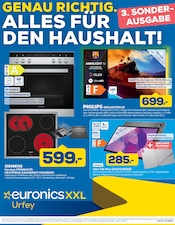 Fernseher im EURONICS Prospekt in Weilerswist Aktueller EURONICS Prospekt mit Fernseher, "GENAU RICHTIG. ALLES FÜR DEN HAUSHALT!", Seite 1