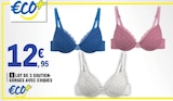 Lot de 3 soutiens-gorge avec coques - Eco+ - E.Leclerc à Aulnay-sous-Bois Lot de 3 soutiens-gorge avec coques - Eco+ en promo chez E.Leclerc Aulnay-sous-Bois à 12,95 €