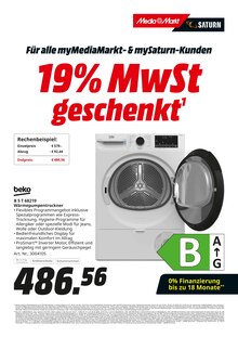Trockner im MediaMarkt Saturn Prospekt "19% MwSt. geschenkt" mit 34 Seiten (Essen)