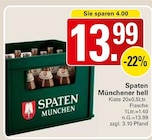 Münchener hell im Angebot bei WEZ in Minden Münchener hell Angebote von Spaten bei WEZ Minden für 13,99 €