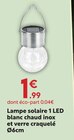 Lampe solaire 1 LED blanc chaud inox et verre craquelé Ø6cm en promo chez Maxi Bazar Lampe solaire 1 LED blanc chaud inox et verre craquelé Ø6cm dans le catalogue Maxi Bazar