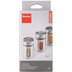 3er-Set Gewürzstreuer Glas