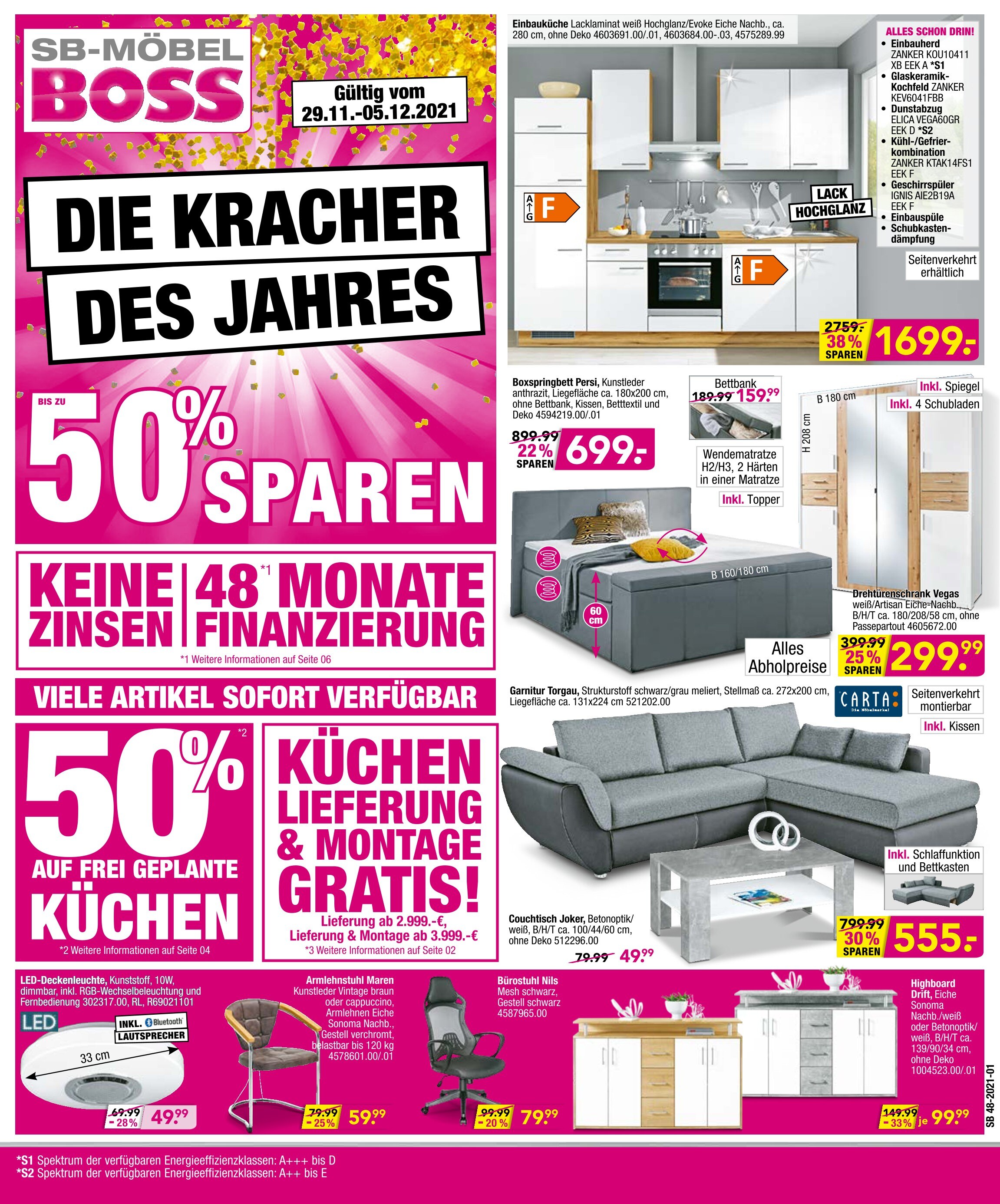 SB Möbel Boss Prospekt für Coburg mit 16 Seiten SB Möbel Boss Prospekt für Coburg: "Die Kracher des Jahres!", 16 Seiten, 29.11.2021 - 05.12.2021