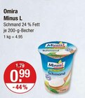 Fett im V-Markt Prospekt Schmand 24 % Fett von Minus L im aktuellen V-Markt Prospekt für 0,99 €