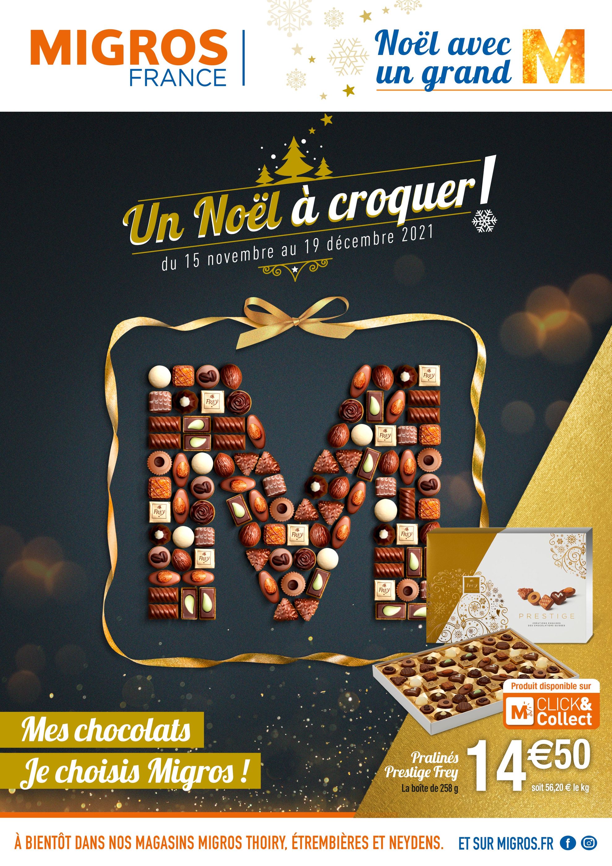 Catalogue Migros France à Ambilly, avec 24 pages Prospectus Migros France à Ambilly, "Un Noël à croquer !", 24 pages, 15/11/2021 - 19/12/2021
