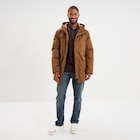 Parka mi-longue doublée à capuche marron homme en promo chez La Halle Brest à 79,99 €