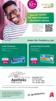 Aktueller mea - meine apotheke Prospekt (Arnstein, 4 Seiten zum blättern mea - meine apotheke Prospekt Unsere Juni-Angebote mit 4 Seiten