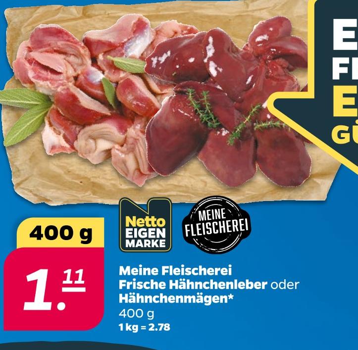 Frische Hähnchenleber oder Hähnchenmägen