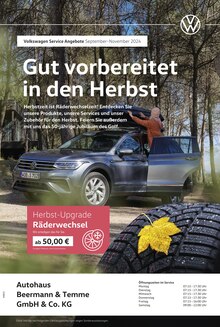 Aktueller Volkswagen Herford Prospekt "Mit frischen Reifen durch den Herbst" mit 1 Seite