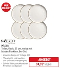 Teller, flach, 27 cm, weiss mit blauen Punkten, 6er Set Angebote von Mäser bei METRO Rastatt für 41,64 €