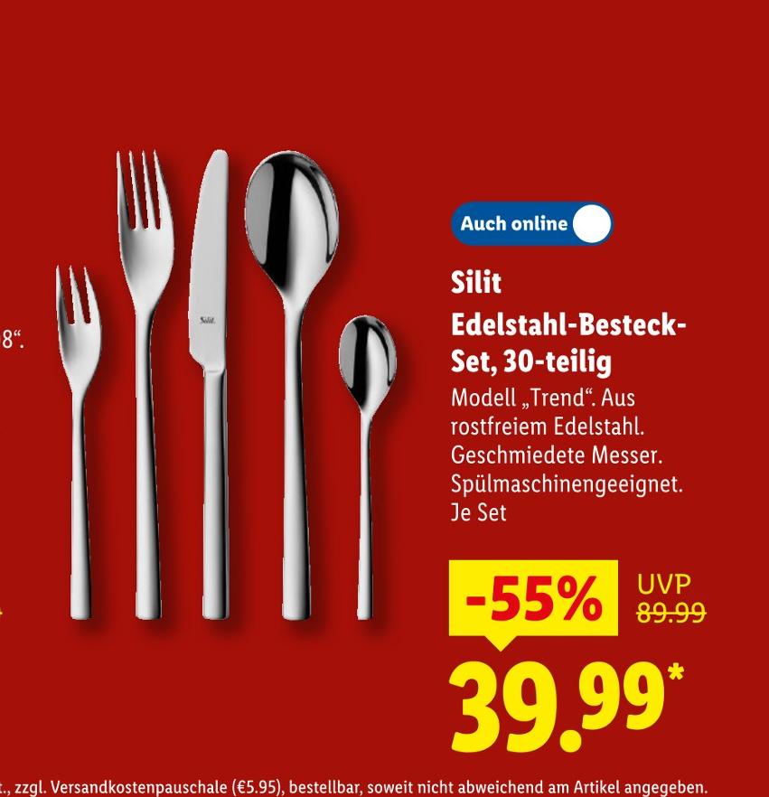Edelstahl-Besteck-Set, 30-teilig