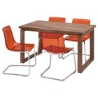 Tisch und 4 Stühle Eichenfurnier braun las./braunrot verchromt von MÖRBYLÅNGA / TOBIAS im aktuellen IKEA Prospekt