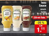 Curry Mango Sauce oder Knoblauch Sauce oder Barbecue Sauce im Angebot bei Zimmermann in Celle Curry Mango Sauce oder Knoblauch Sauce oder Barbecue Sauce Angebote von Heinz bei Zimmermann Celle für 1,11 €