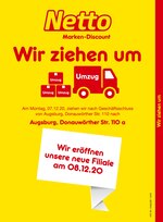 Netto Marken-Discount Prospekt für Friedberg mit 2 Seiten Netto Marken-Discount Prospekt für Friedberg: "Wir ziehen um!", 2 Seiten, 07.12.2020 - 07.12.2020