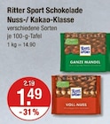 Schokolade Nuss-/ Kakao-Klasse von Ritter Sport im aktuellen V-Markt Prospekt für 1,49 €