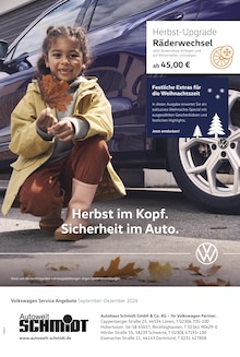 Volkswagen Dortmund Prospekt der aktuellen Woche, gültig von 01.09.2026 bis 31.12.2026 Aktueller Volkswagen Dortmund Prospekt "Herbst im Kopf. Sicherheit im Auto." mit 1 Seite