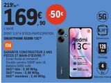 Smartphone redmi 13c - REDMI en promo chez E.Leclerc Bastia à 169,90 €