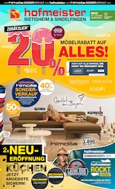 hofmeister Backnang Prospekt der aktuellen Woche, gültig von 29.08.2025 bis 14.09.2025 Aktueller hofmeister Backnang Prospekt "20% MÖBELRABATT AUF ALLES!" mit 8 Seiten