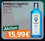 London Dry Gin von Bombay Sapphire für 15,99 € bei famila Nordwest im Angebot London Dry Gin von Bombay Sapphire im aktuellen famila Nordwest Prospekt