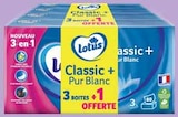 Boîte mouchoirs Classic x3 + 1 boîte offerte - Lotus en promo chez Intermarché Boîte mouchoirs Classic x3 + 1 boîte offerte - Lotus dans le catalogue Intermarché