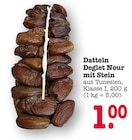 Datteln Deglet Nour mit Stein im Angebot bei E center in Dreieich Datteln Deglet Nour mit Stein Angebote bei E center Dreieich für 1,00 €